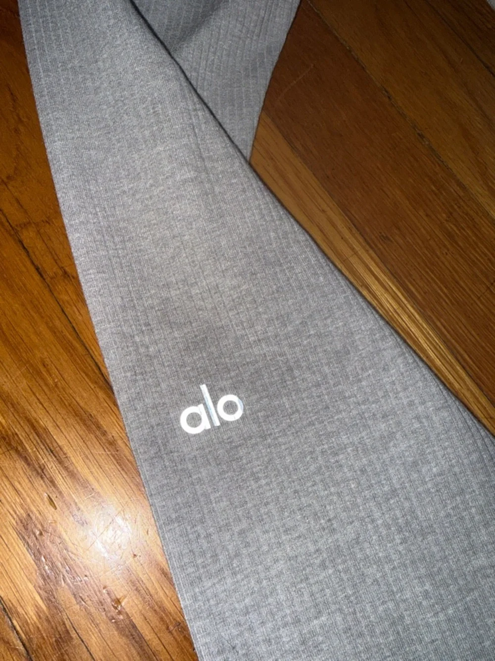 alo yoga ribbed hw 7/8 blissful legging gray ankle XS